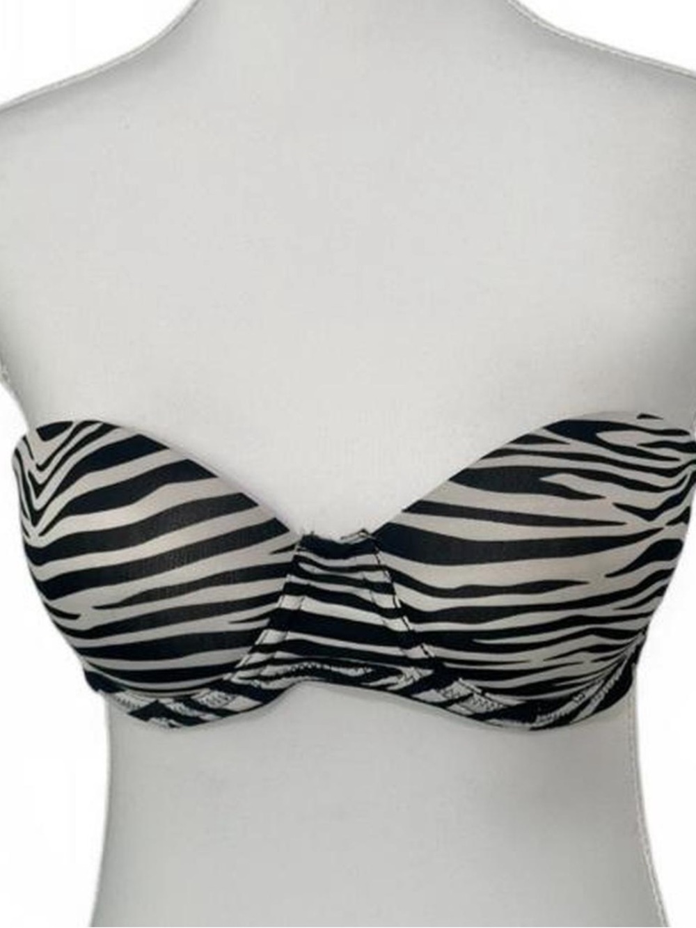 Zebra Print Strapless Bandeau Bra - Black & White